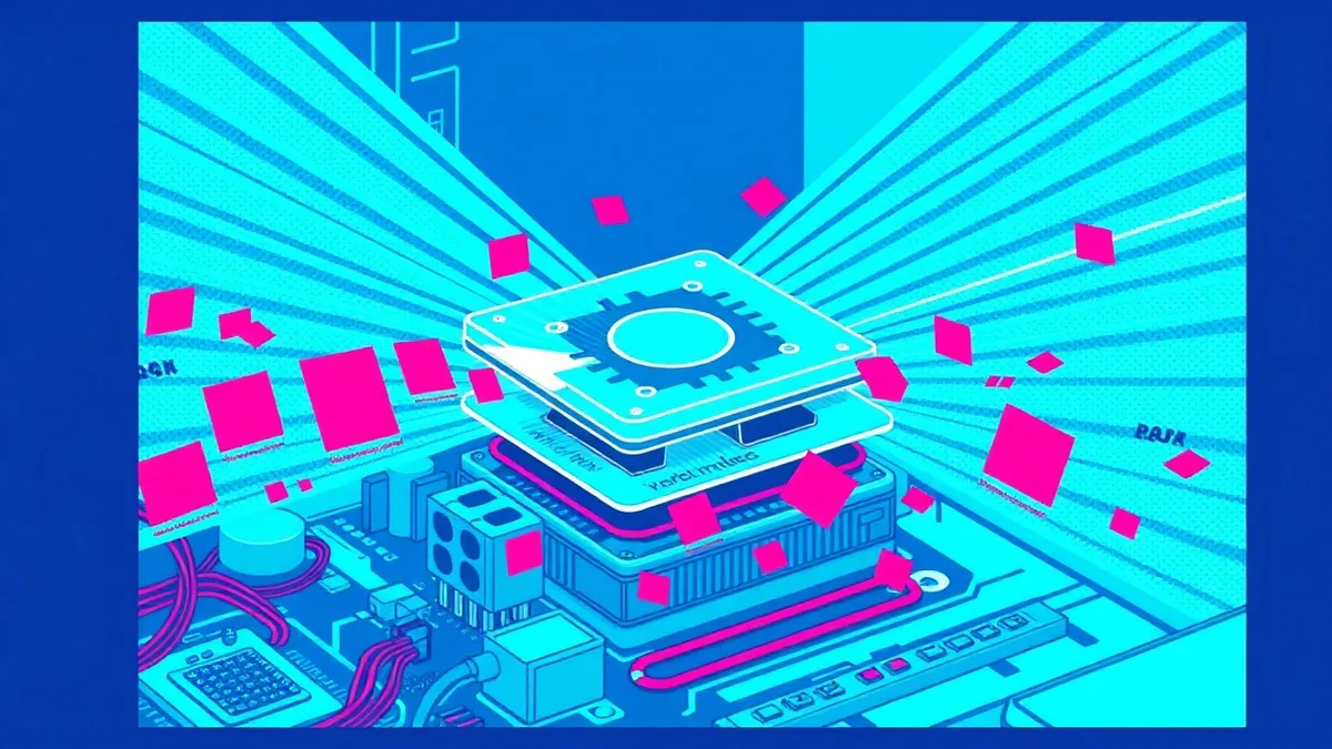 Illustration: A sleek, transparent security module slots into a computer motherboard, emitting soft blue waves that scan through digital layers.