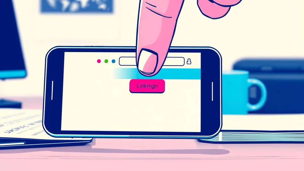 Illustration: A smartphone screen displays a web browser with a clean, blank homepage interface.