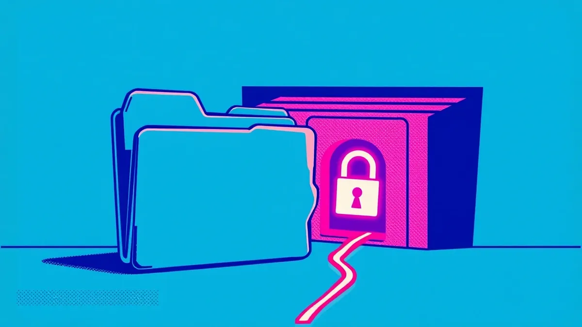 Illustration: A stylized folder icon sits beside a broken maze path.