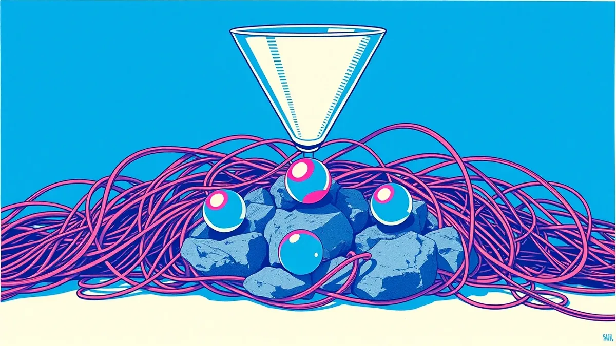 Illustration: A translucent glass funnel sits atop a tangled nest of tangled copper wires.